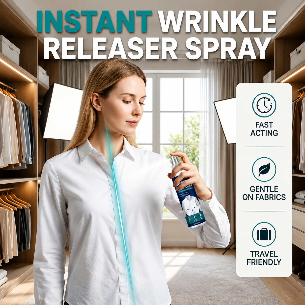 🎁EK K SAATH 1 MUFT LIMITED TIME OFFER🔥👔✨ Instant Wrinkle Release – No Iron, Travel-Ready, Static-Free & Fresh.