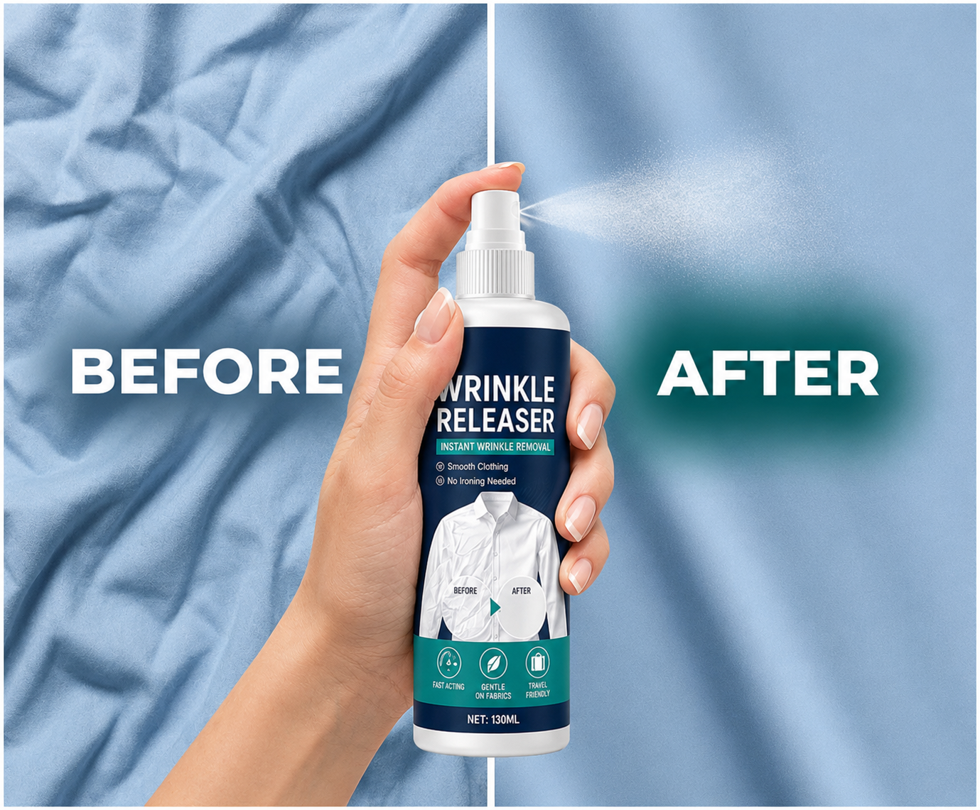 🎁EK K SAATH 1 MUFT LIMITED TIME OFFER🔥👔✨ Instant Wrinkle Release – No Iron, Travel-Ready, Static-Free & Fresh. - Image 2