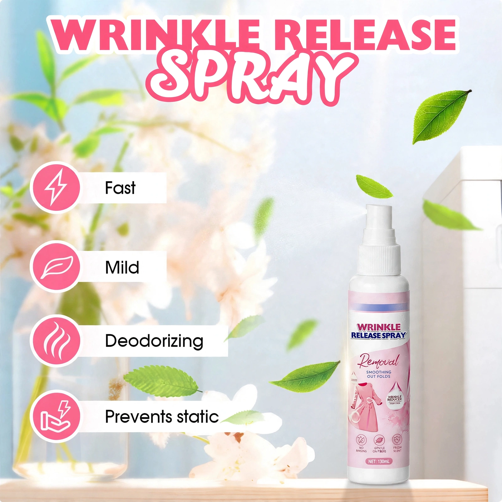 🎁EK K SAATH 1 MUFT LIMITED TIME OFFER🔥👔✨Multi ‑ Functional Wrinkle Release Spray – Sprays away creases in minutes. Removes odours, gentle on fabrics. No ironing needed! A travel must‑have - Image 2